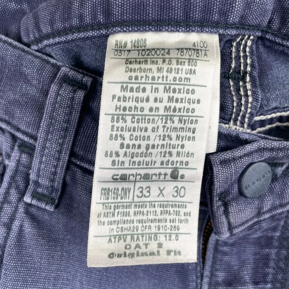 Carhartt FR Flame Resistant Work Shorts Blue Custom Cut Off Carpenter CAT 2 33